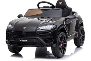 TOBBI 12V Lamborghini Urus Licensed Kids Ride on Car Electric Cars Motorized Vehicles with Remote Control,Four-Wheel Shock Absorbers,Music, Horn, USB, Black