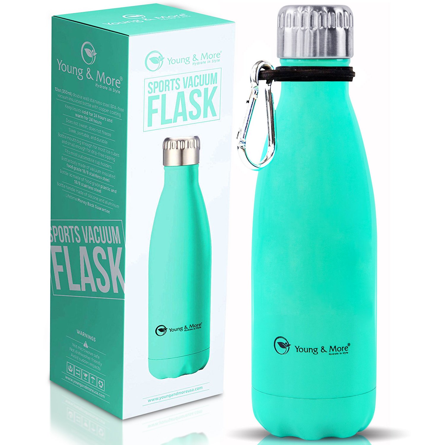 Mini Kids Stainless Steel Vacuum Insulated Water Bottle 12oz Bonus