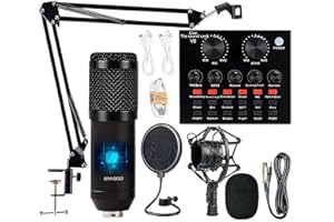 COFELIFE Podcast Equipment Bundle, BM-800 Mic Kit with Live Sound Card, Adjustable Mic Suspension Scissor Arm, Metal Shock Mount and Double-Layer Pop Filter for Studio Recording & Broadcasting (CF200-Black)