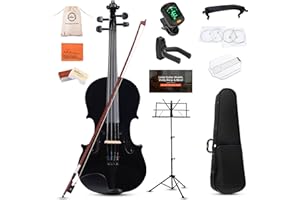 ADM Acoustic Violin for Kids Beginners, 4/4 Full Size Acoustic Violin Fiddle for Teens Students Violin Starter Kit with Hard Case, Shoulder Rest, Bow, Violin Music Stand and Strings, Black