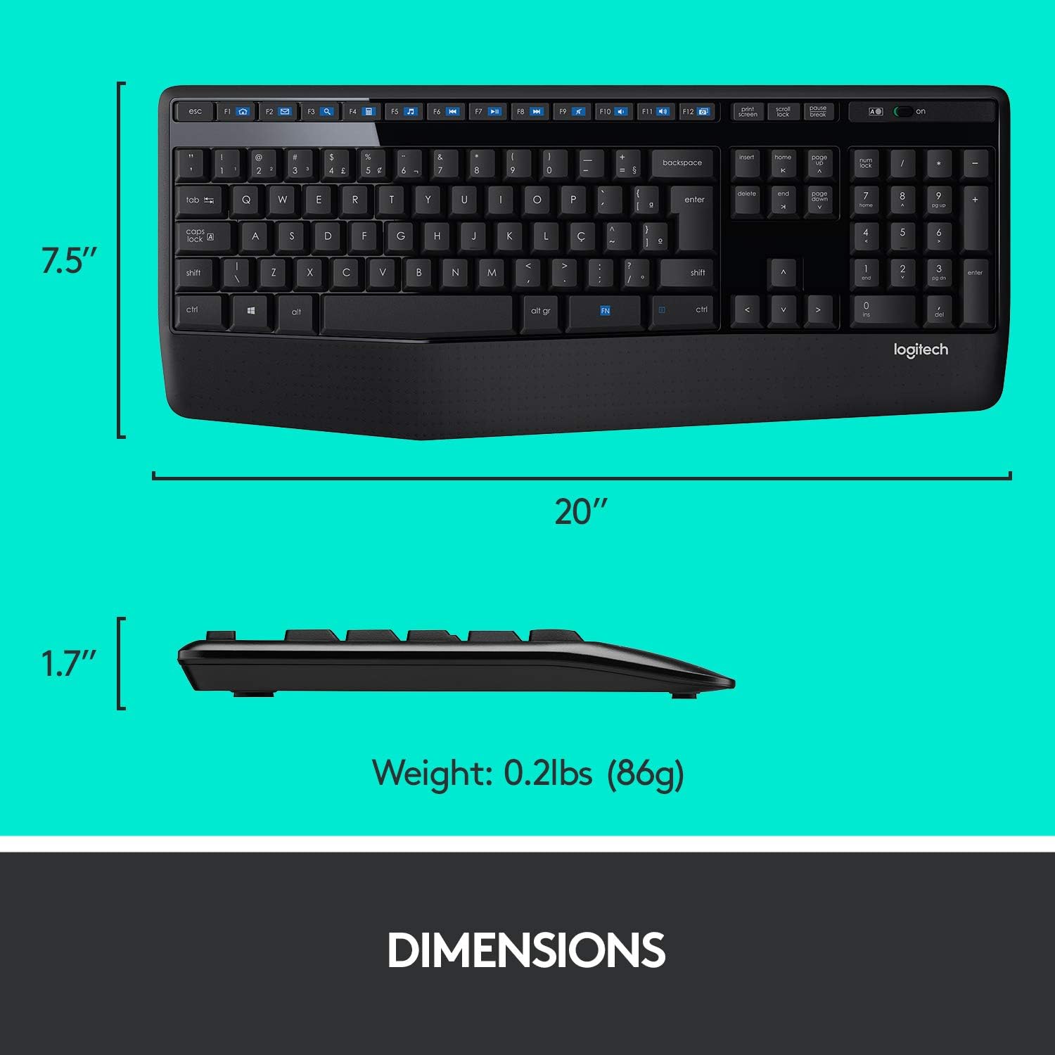 Logitech MK345 Wireless Combo Full-Sized Keyboard with Palm Rest and Comfortable Right-Handed Mouse - Black: Computers & Accessories
