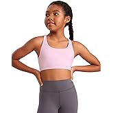 CRZ YOGA Girls Butterluxe Cross Back Sports Bra - Yoga Athletic Casual Tops Scoop Neck Padded Crop Kids Teen