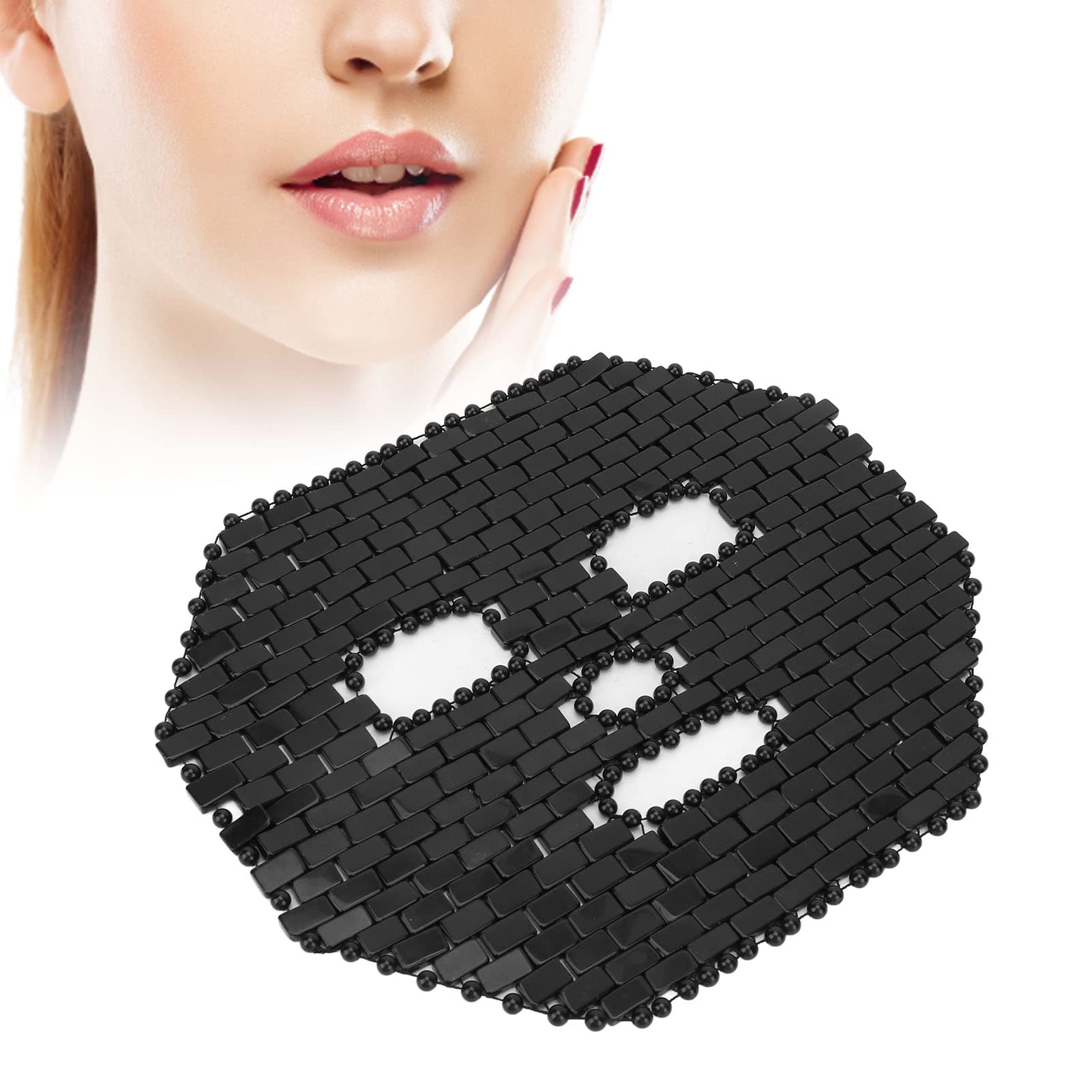 Photo 1 of Jade Mask, Face Massage Jadestone Sleeping Cover for Spa Dark Circles (Black)