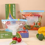 Hemiks 50 Pcs 1L Reusable Zip Lock Freezer Bags with Expandable Bottom view 5