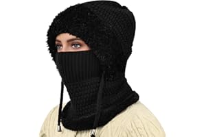 Winter Balaclava Mask for Women, Fluff Beanie Ski Mask Windproof and Thick, Balaclava Hats Cold Weather Neck&Face Warmer