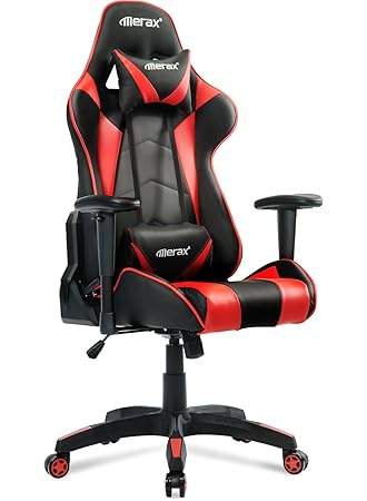 Merax Chefsessel Gaming Stuhl Racing Stuhl Computerstuhl Drehstuhl ErgonomischDesign mit verstellbaren Armlehnen Bürostuhl au