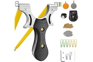 RCZZSUWE Slingshot, Hunting Sling Shot Set for Adults, Professional Stainless Steel Tactical Slingshots, High Velocity Catapult with Ammo Balls, Rubber Bands, Ammo Pouch, Target