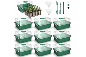 YJXFON 120 Cells Reusable Seed Starter Tray, 10 Pack Seedling Starter Kit for Greenhouse Propagator Station Planting Growing (Green)