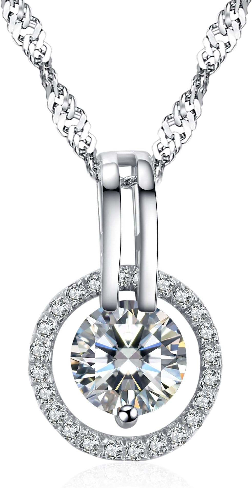 Arieanna S925 Sterling Silver Guardian Angel Swarovski Element Crystal Necklace 10mm Circle