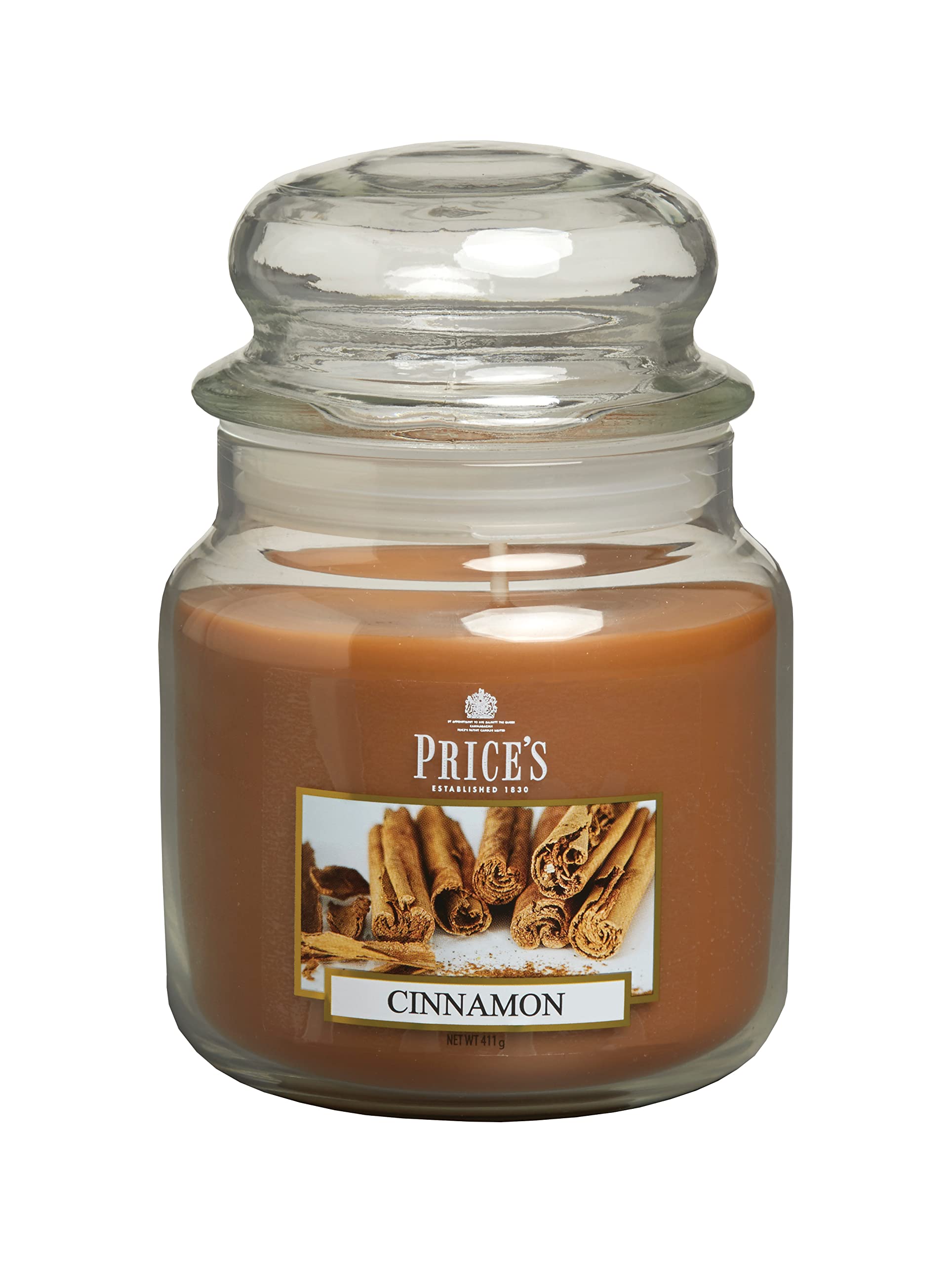 Price's - Cinnamon Medium Jar Candle - Sweet, Delicious, Quality Fragrance - Long Lasting Scent - Up to 90 Hour Burn Time