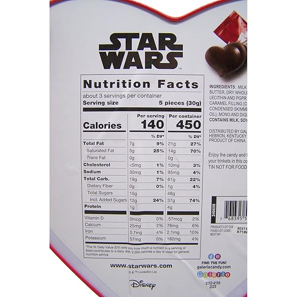 STAR WARS COLLECTIBLE TIN, INDIVIDUALLY WRAPPED CARAMEL FILLED CHOCOLATE WITH REUSABLE CONTAINER, EASTER BASKET STUFFER, 3.38 OUNCES