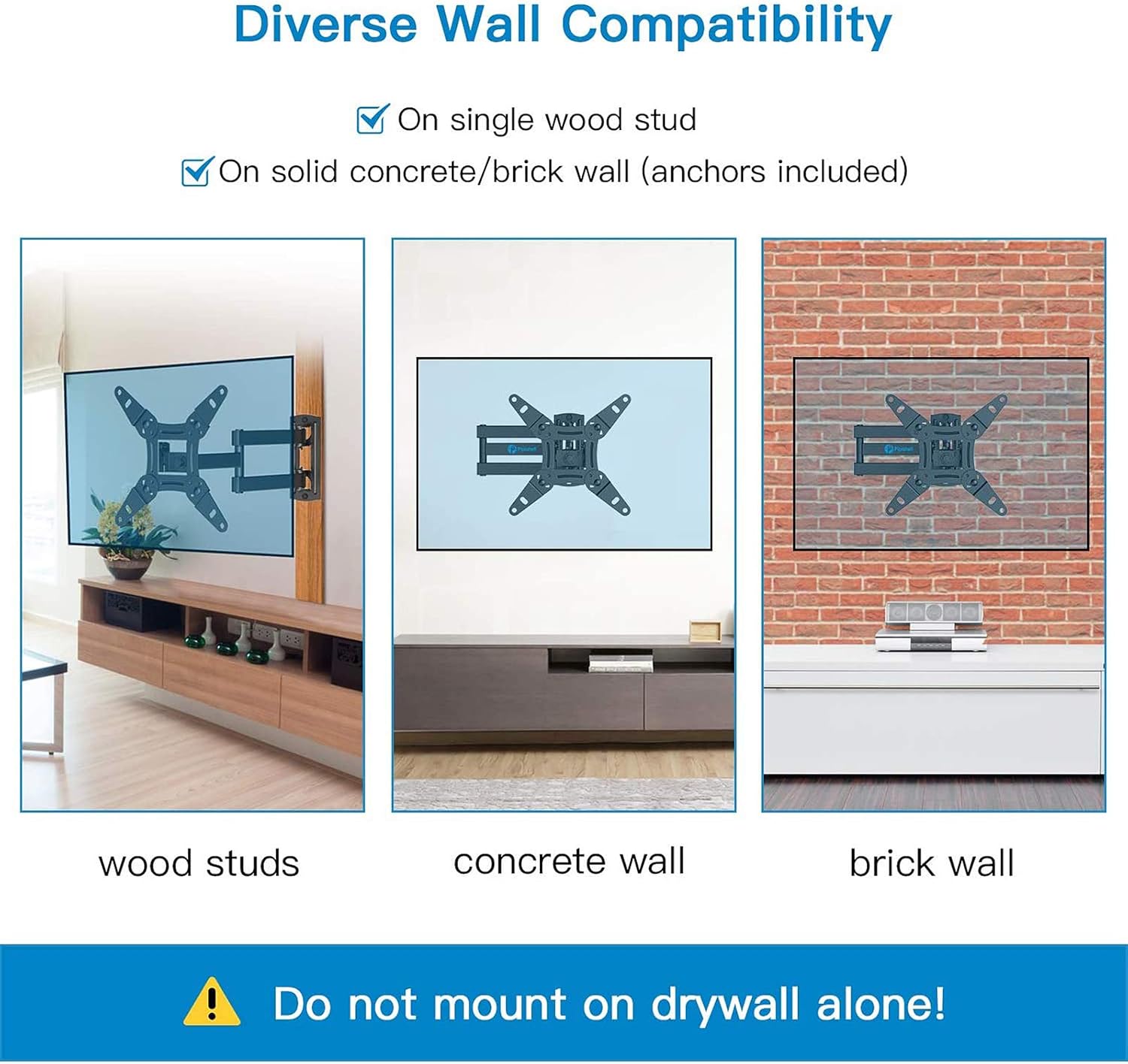 Full Motion TV Monitor Wall Mount Bracket Articulating Arms Swivels Tilts Extension Rotation for Most 13-42 Inch LED LCD Flat Curved Screen TVs & Monitors, Max VESA 200x200mm up to 44lbs by Pipishell: Home Audio & Theater