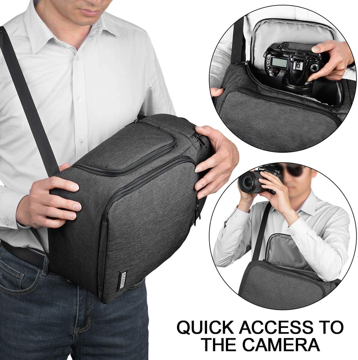 CADEN DSLR Camera Sling Bag Backpack Waterproof, Camera Case Sling Backpack with Tripod Holder, Side Access and Modular Inserts for Mirrorless Cameras Canon Nikon Sony Pentax : Electronics
