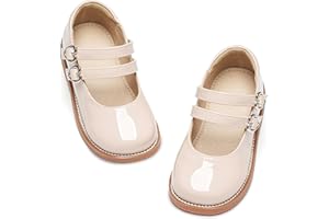GINFIVE Toddler Girls Dress Shoes Little Kids Flats School Mary Janes Shoes