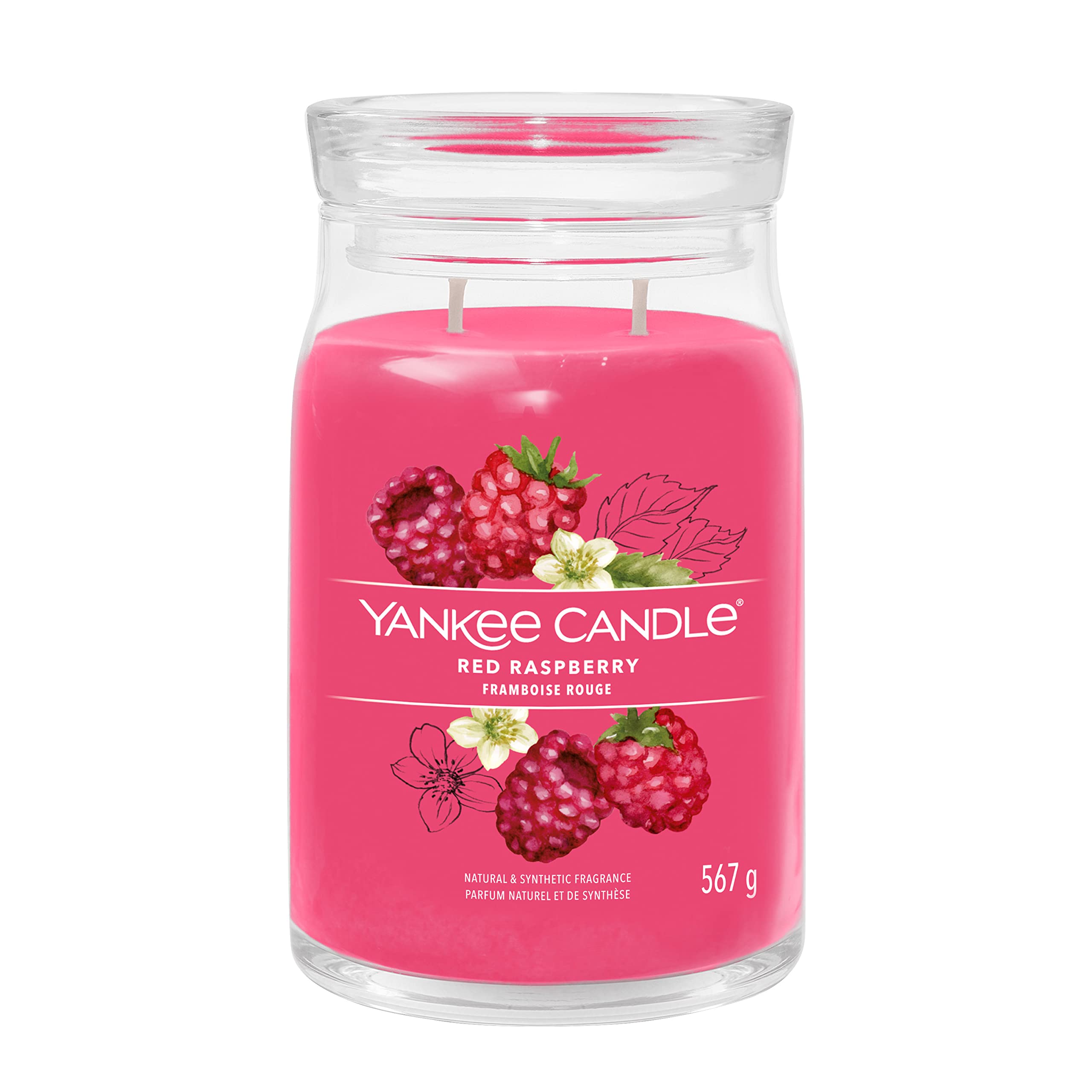 Yankee Candle Signature Scented Candle | Red Raspberry Large Jar Candle with Double Wicks | Soy Wax Blend Long Burning Candle