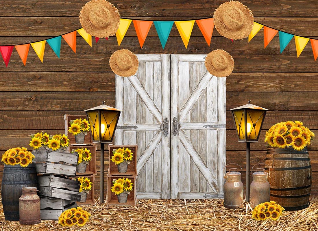 Haosphoto Festa Junina Party Decoration Backdrop for Photography 7X5FT Carnival Brazil Backdrop Brazilian Carnival Old Barn Haystack West Cowboy Festa Junina Background for Photo Studio Props HS1018