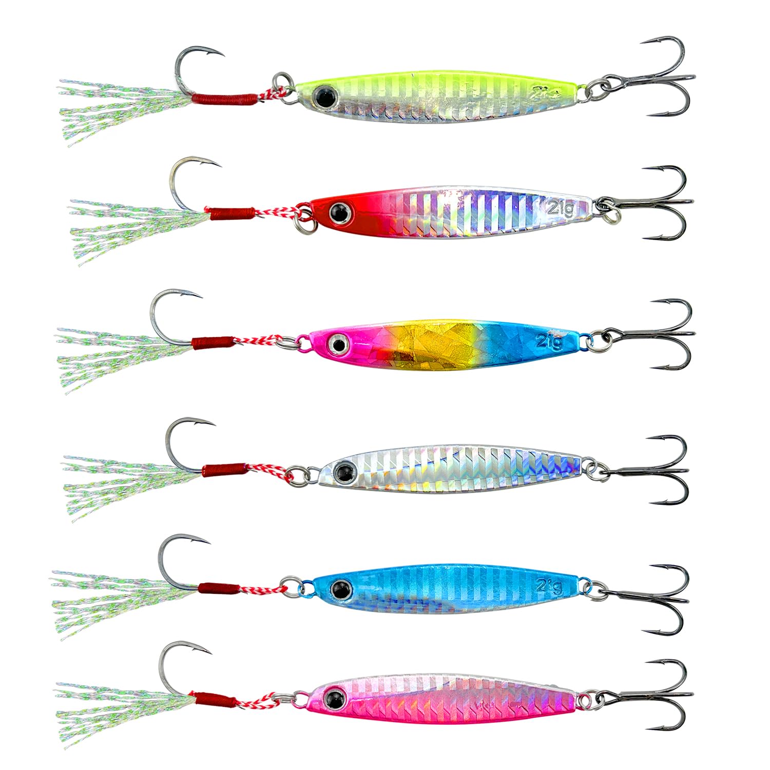 6 PCS Hard Metal Sea Fishing Spinners Set,Spinner Fishing Lures Fishing Spoons Lure Baits for Bass Mackerel Trout 21g