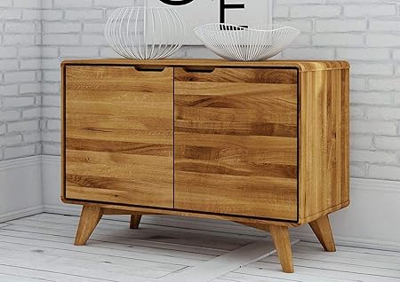 MASSIVMOEBEL24.DE Kommode Wildeiche 90x40x63 Natur geölt MALMÖ #16 modern massiv skandinavischer Stil