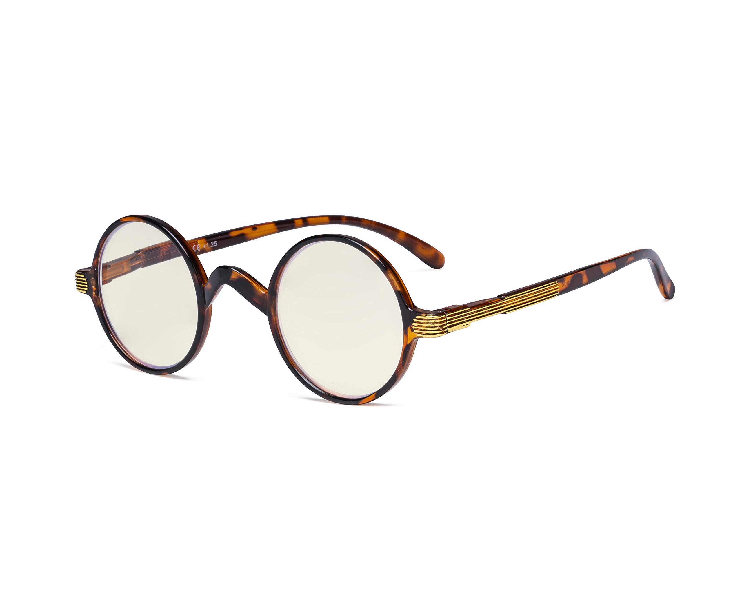 Eyekepper Round Blue Light Filter Glasses Women Men - Blocking UV Ray Anti Screen Glare Computer Eyeglasses - Brown/Tortoise