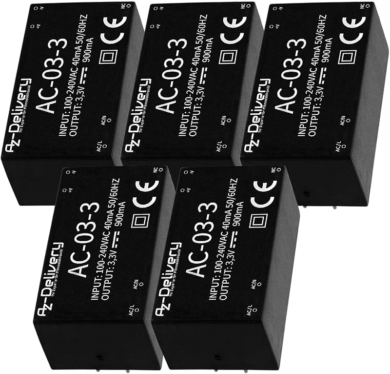 AZDelivery 220V to 3.3V 1A Mini Power Supply for Raspberry Pi w/ E-Book