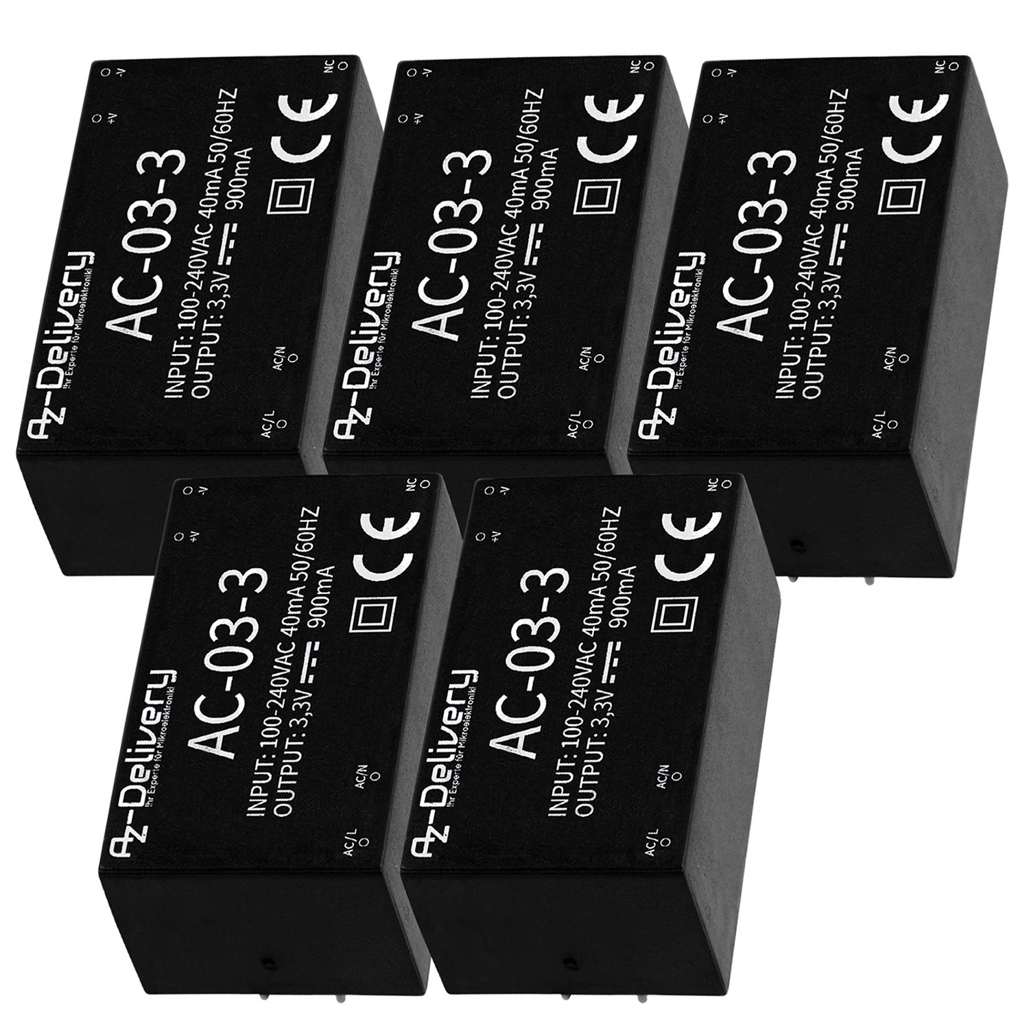 AZDelivery 3 x 220V to 3.3V mini power supply compatible with Raspberry Pi Including E-Book!