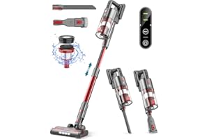 Ljuren Cordless Vacuum Cleaner for Home, Powerful Lightweight Stick Vacuum with 35 Mins Detachable Battery and 1200ML Dust Cup, Wireless Vacuum has 2 Adjustable Suction Modes (Peach Red)