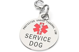 K9KING Service Dog TAG Small Breed Premium Double Sided Dog Identification .999 inch Engraved -Bold Protected Under Federal Law with Medical Alert Symbol Easily Attach to Collar Harness and Service Dog Vest