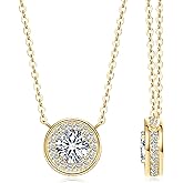 JL LITTLE FOREST Moissanite Necklace for Women, 925 Sterling Silver 1 Carat Lab Created Moissanite Halo Pendant Anniversary Valentine's Day Birthday Gifts for Mom Wife