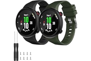 GLEENICE 2 Pack Waterproof Band Compatible with Garmin Forerunner 45 Watch Band, Soft Silicone Sport Replacement Watch Band for Women Men