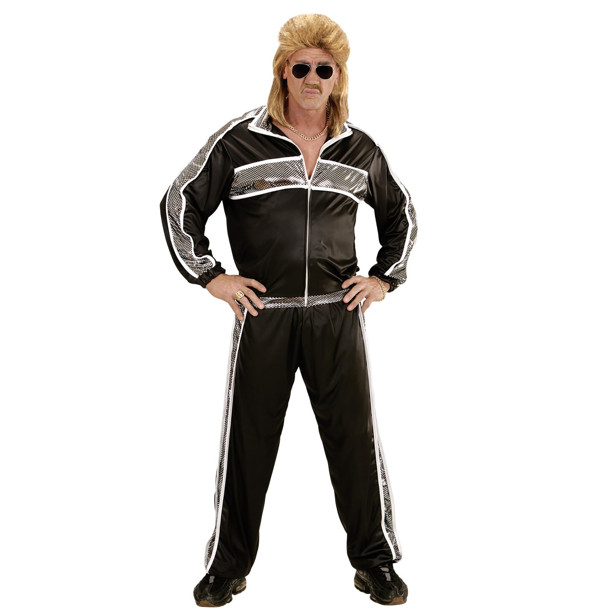 Widmann Adult Costume Tracksuit, Jacket and Pants, Black