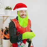 SHIFANQI Green Monster Latex Mask Gloves Santa Hat Christmas Cosplay Adult view 5