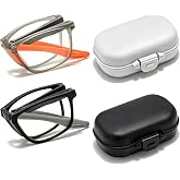 KLYNO-KLYNO 2 Pack Folding Reading Glasses Men Women Sports Style Blue Light Blocking Readers with Spring Hinge &amp; Case