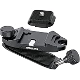 YUTILLENS Camera Backpack Clip, Arca Quick Release, Dual-Lock CP01-B | CNC Aluminum Camera Holder for DSLR/Mirrorless, Fits Straps up to 75 mm, 66 lb Load, Black, User Manual Included