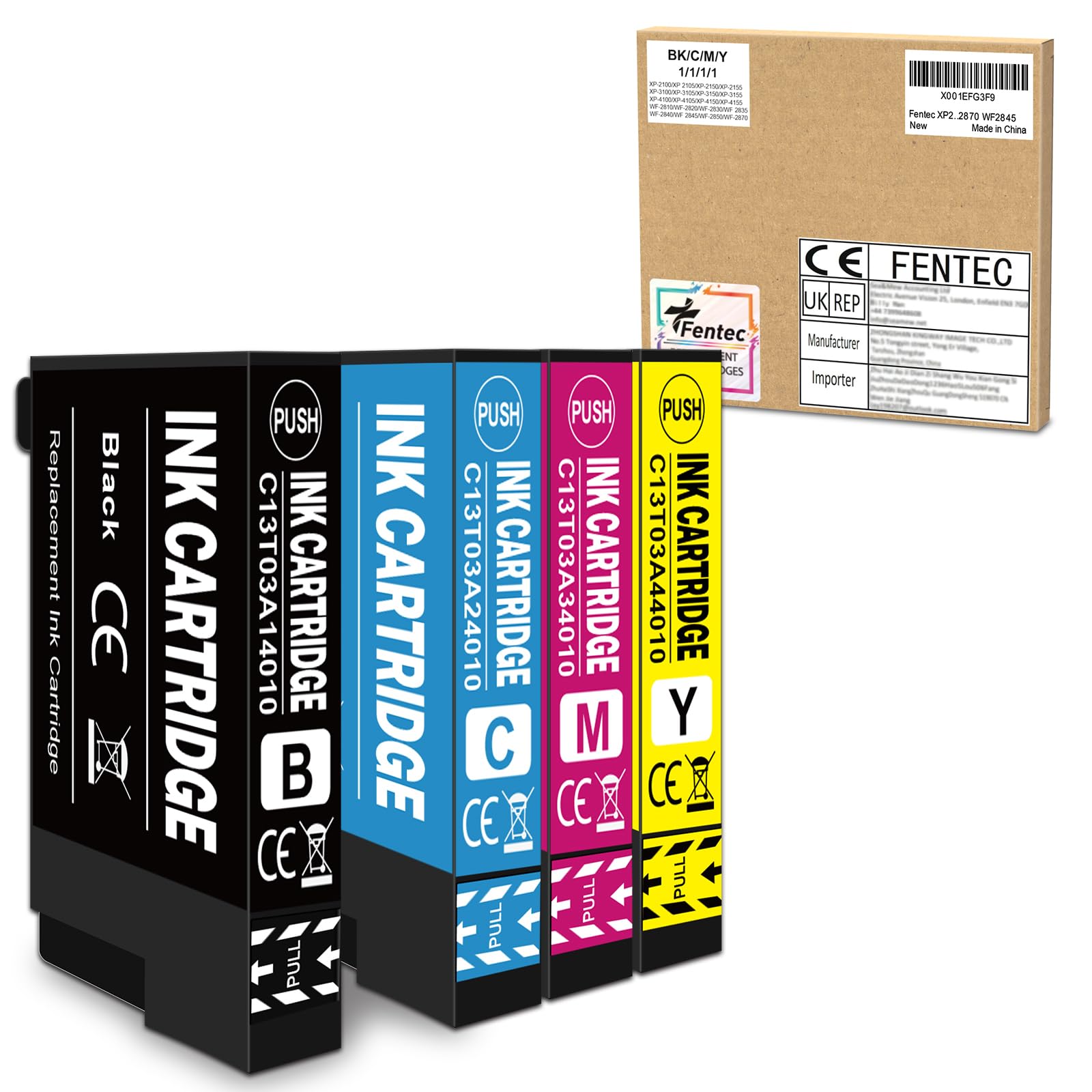 FENTEC XP4150 XP4155 XP-2150 XP-3150 XP-2155 WF-2840DWF Ink Cartridges Compatible fo 603XL Ink Cartridges for Epson XP-4150 XP3150 XP-2150 XP2155 XP-3155 XP-2100 XP-3100 XP-4100 XP2105 WF2830