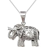 VN Jewelry Elephant Silver Pendant Necklace on Chain, Pendant Necklace for Women and Men