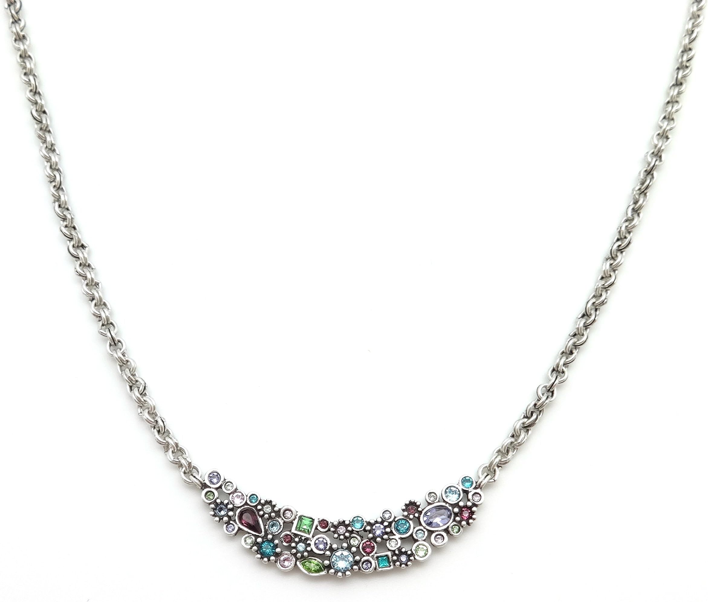 Patricia Locke Waterlily Multi Color Anastasia Swarovski Crystal Silver Plated Necklace