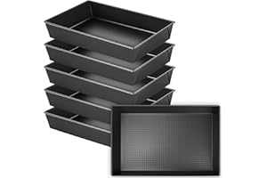 6 Pack Detroit Style Pizza Pans 14 x 10 x 2 Inch Rectangular Deep Dish Pizza Pan Set, Non Stick Sicilian Style Bakeware for O