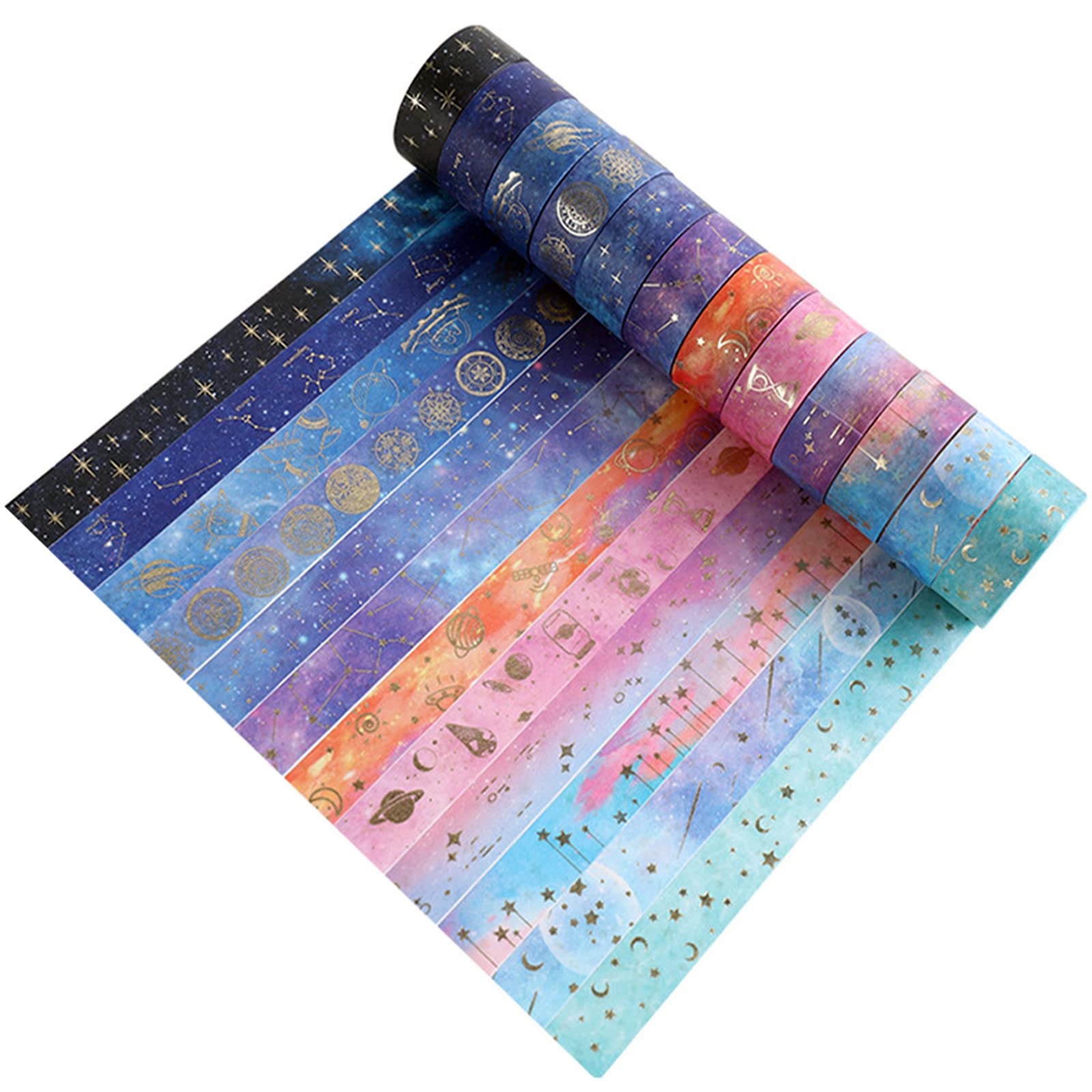 12 Rolls Washi Tape Set YUTOU Masking Tape Decorative Tape Starry Sky Masking Tape DIY Decorative Tape for DIY, Decorative Crafts, Gift Wrapping, Scrapbook