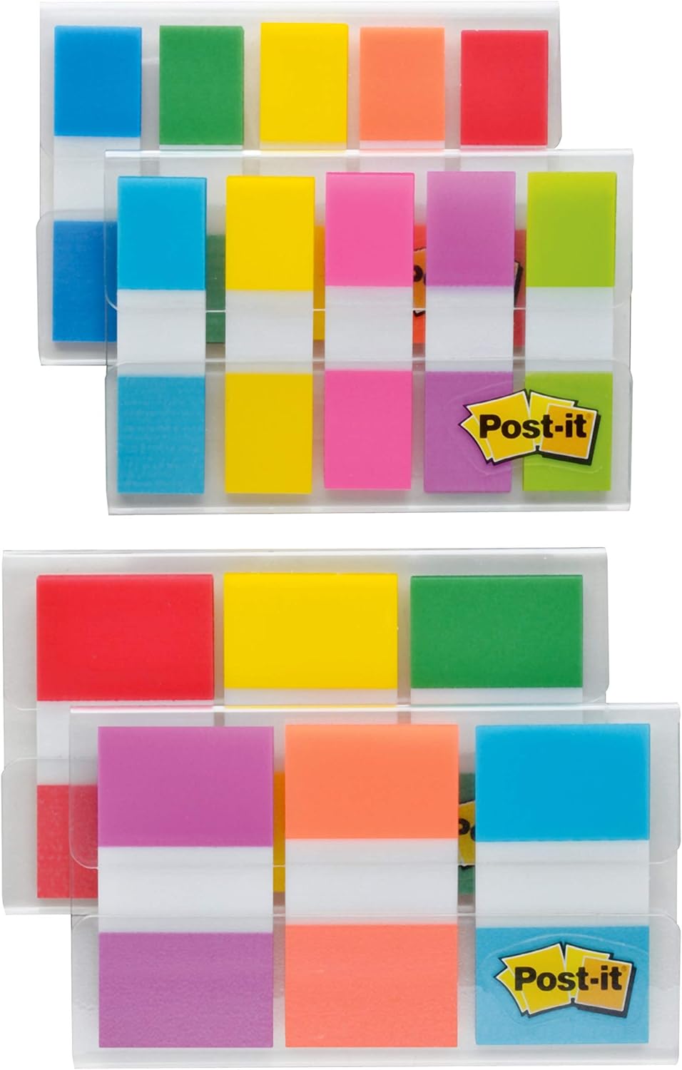 Post-it Flags Assorted Color Combo Pack, 320 Flags Total, 200 1-Inch Wide Flags and 120 .5-Inch Wide Flags, 4 On-The-Go Dispensers/Pack (683XL1) : Office Products