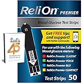 Premier Blood Glucose Test Strips 50 ct for Glucose Monitor Kit