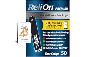 LUAL Premier Blood Glucose Test Strips 50 ct, Compatible with Premier Meters, Diabetic Test Strips | Premier Test Strips 50 Count, Bonus Diabetes Guide Included (50)