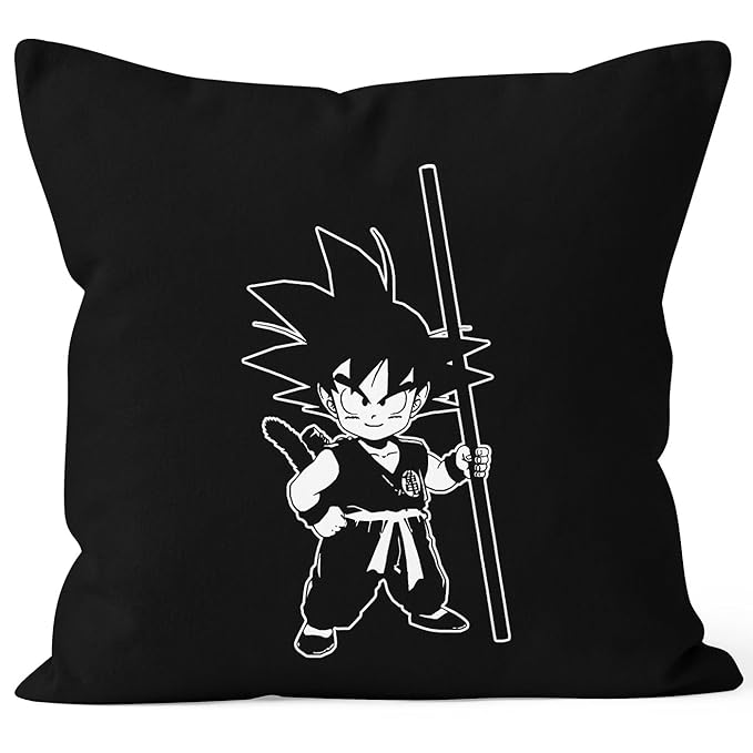 MoonWorks Kissenbezug Son Goku Child Super Saiyajin Dragonball Z Kissen-Hülle Deko-Kissen 40x40 Baumwolle schwarz Pullover