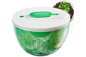 KITEXPERT Salad Spinner Large 6.3 Qt, Manual Lettuce Spinner for Vegetable Prepping, One-Handed Pump Fruit Spinner Dryer with Bowl and Colander, Dishwasher Safe Veggie Fruit Washer Spinner-Green
