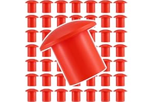 MANCHAP 50 Red Plastic Mushroom Rebar Safety Caps, Fits Rebar Stake Size 0.4" to 1.12"