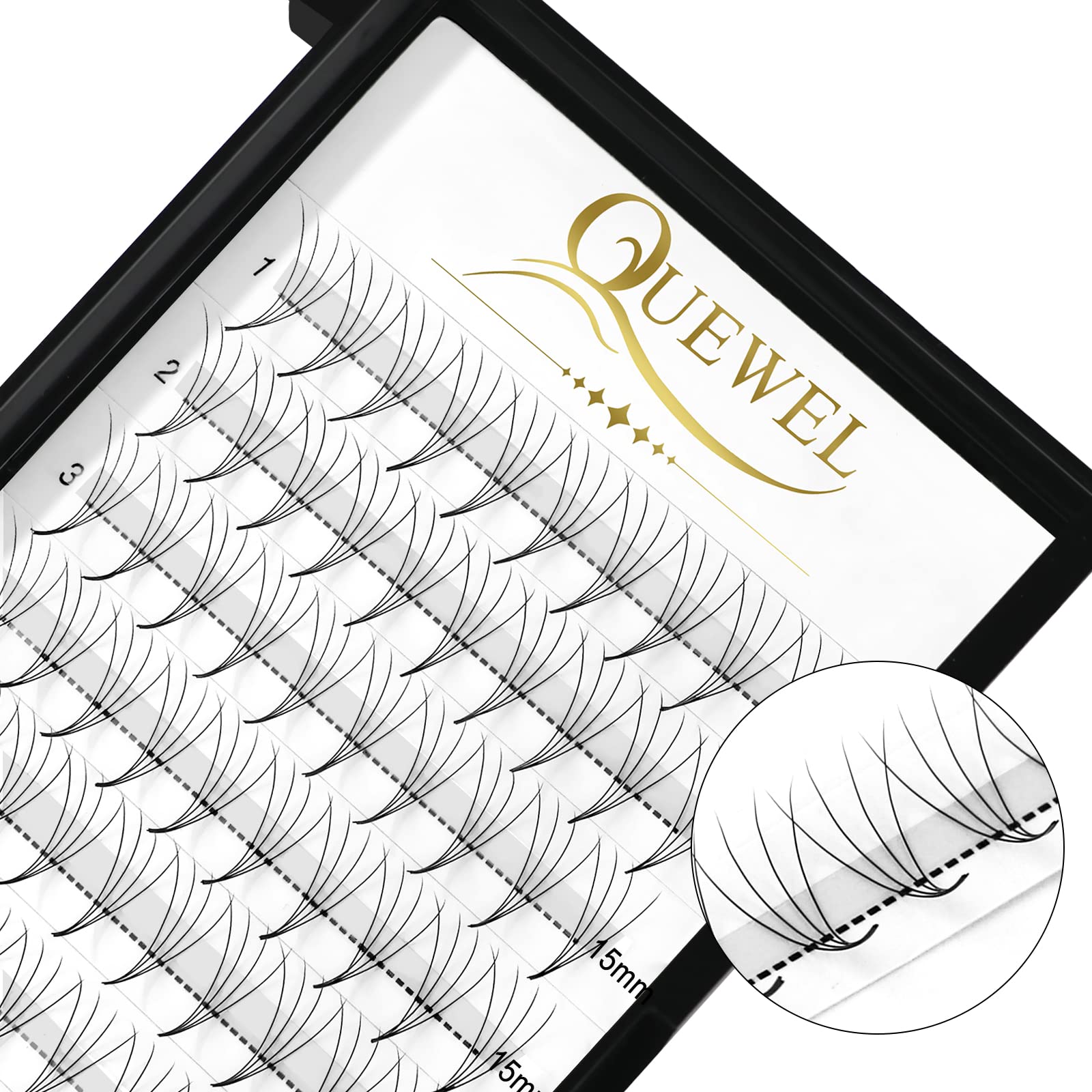 Pre Made Fan Eyelash Extensions 4D 0.07C Curl 15mm Premade Russian Lashes 3D ~ 10D Russian Eyelash Extensions 0.07/0.10 C/D Curl 10-18mm Pre Made Fans Volume Lash Extensions (4D-0.07C-15) — image 1