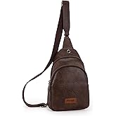 Wrangler Western Crossbody Sling Bags for Women Backpack Chest Bag for Travel, Daily Use, and Gifts - Leopard and Cow Print