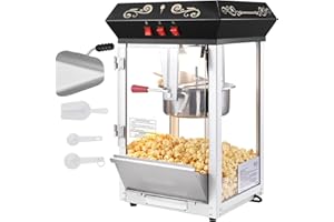 Uargd 850W Popcorn Popper Machine, 8 Oz Kettle Produces 48 Cups per Batch, Countertop Popcorn Maker with Tempered Glass, Incl