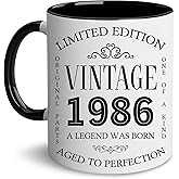 GLAKEUN 40th Birthday Gifts for Men Women - 40th Birthday Decorations for Men - Vintage 1986 Coffee Mug - Born in 1986 Present Ideas - Turning Forty Gift For Dad, Mom, Uncle - 40 Coffee Mug 11oz