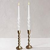 Antique Iron Taper Candle Holders - Set of 2 Decorative Candlesticks, Brass Finish Candle Stand for Weddings, Dining, and Parties