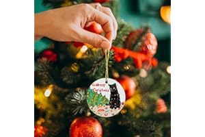 DHLIIQQ Black Cat Christmas Ornament - 2D Christmas Ornament -Christmas Birthday Gift for Cat Lovers - Black Cat Xmas Decor Tree Hanging - Christmas Ornament - Car Hanging Ornaments